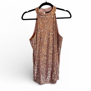 NWT Cable & Gauge Mauve Pink Shimmering Sequined Sleeveless Women's Top Sz M